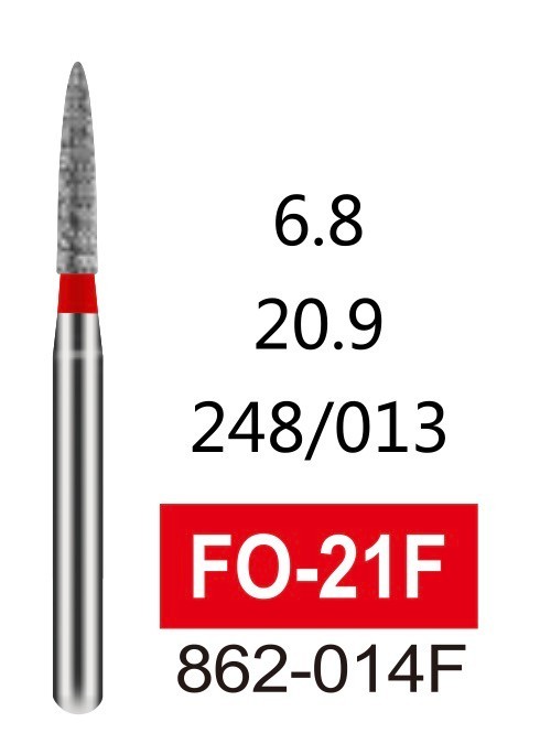 100 PCS FO-21F Flame Shape Ogival End Red Fine Grit FG Shank Dental Diamond Burs