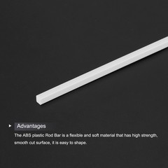 10Pcs ABS Plastic Rod Square Solid Bar 3/16″ x 10″ White Smooth Plastic Tube Rod