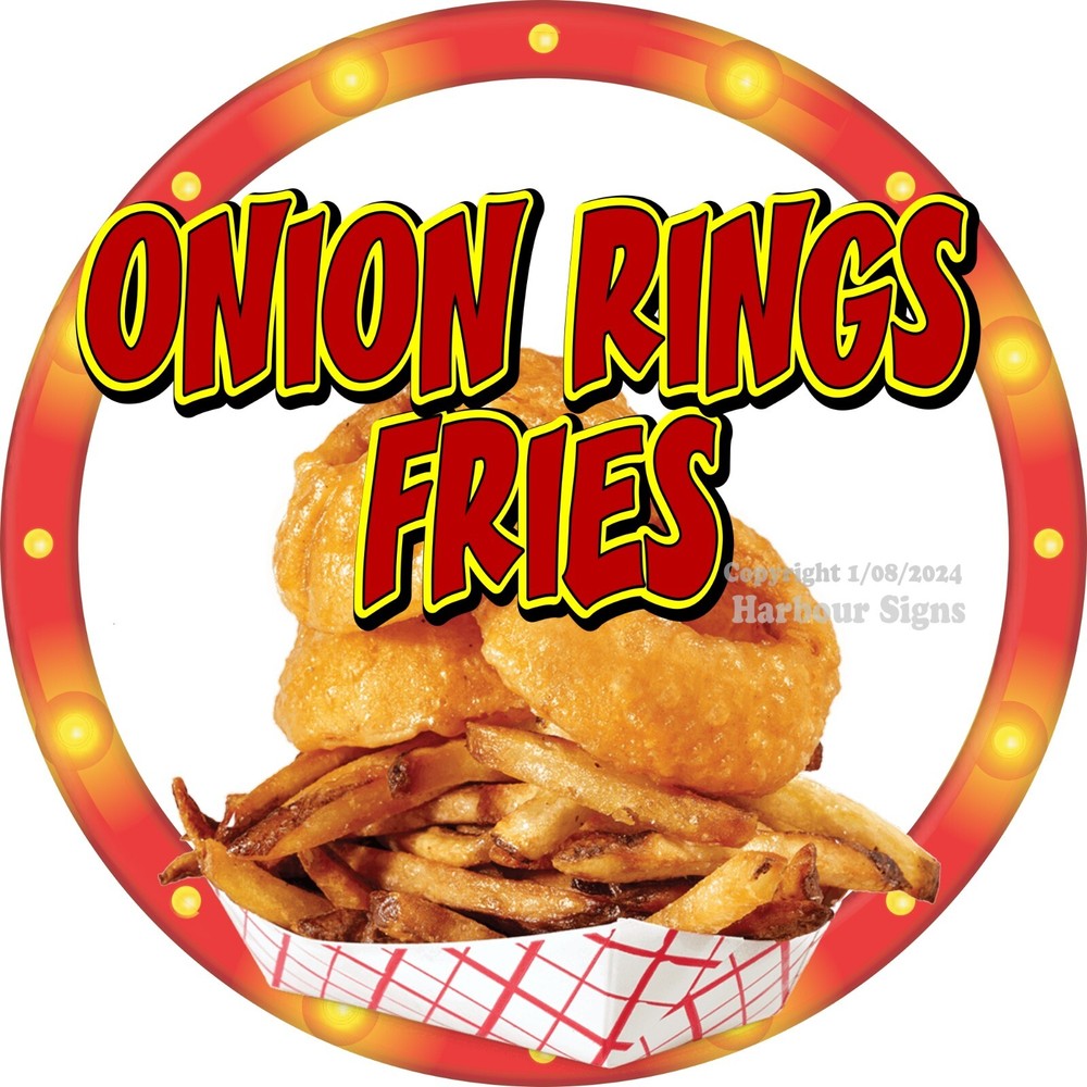 Onion Rings Fries DECAL Concession Food Truck Vinyl Sticker Circle c2