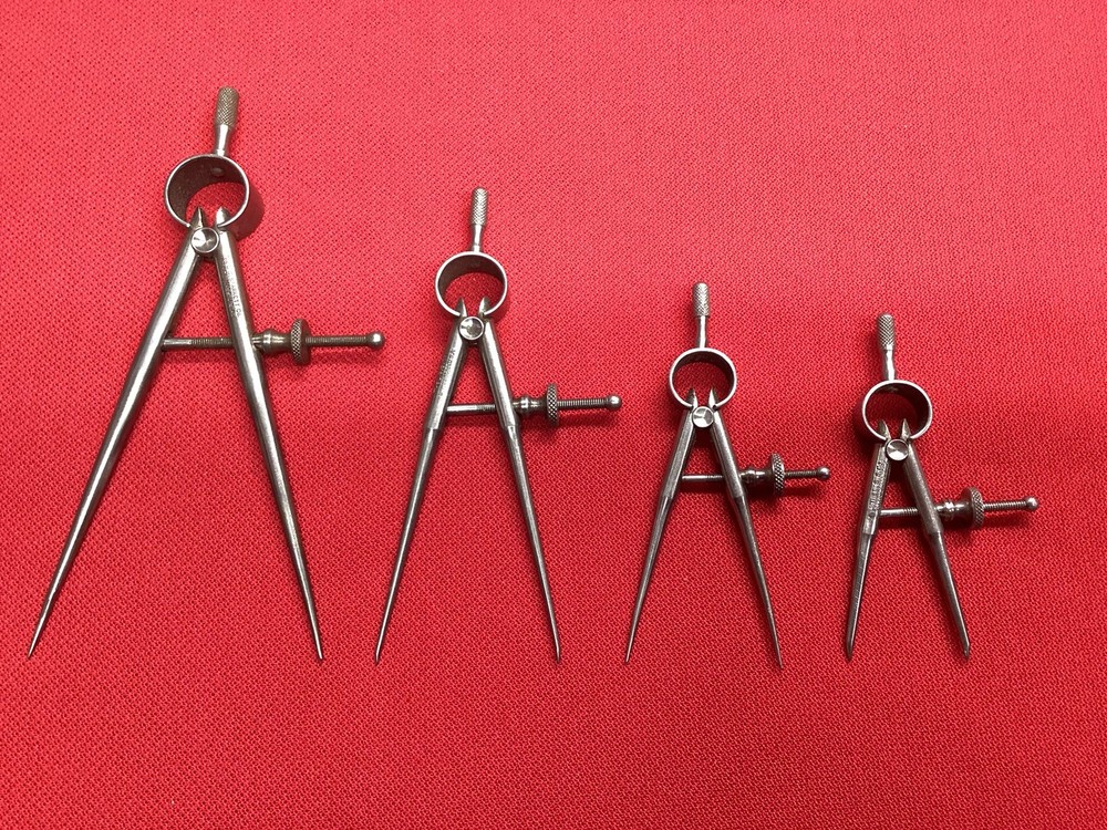 Starrett Round Leg Dividers Set of 4 Small Tools Athol Mass 🇺🇸 NICE ! L👀K !