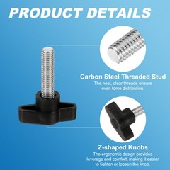 M8x31mm 6Pcs, Carbon Steel Tee Wing Thumb Screws for Remove Replace Black