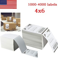 100-4000 4×6 Fanfold Direct Thermal Shipping Labels for Zebra & Rollo Printer