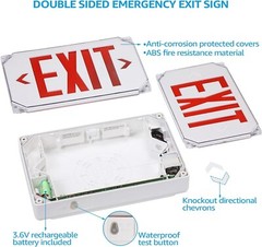 2/4 Pack LED Exit Sign with Battery Backup, UL Listed, Weatherproof, AC 120/277V