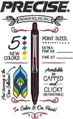 Precise V5 RT Refillable Rolling Ball Pens, Extra Fine 0.5Mm Black 2-Pack 26050