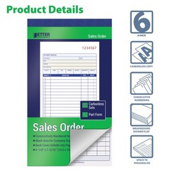 Sales Order Books 6 Pack Carbonless 2 Part Receipt Books 300 Sets