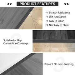 5Ft Floor Transition Strip Self Adhesive Vinyl Cover 5cm, 5Ft, Gray