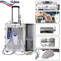USA STOCK Dental Delivery Unit with Air Compressor Suction Mobile Trolley