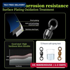 9KM DWLIFE Ball Bearing Swivels Copper Stainless Steel Solid Welded Ring Black N