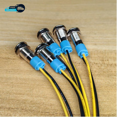 5Pcs 8Mm LED Metal Indicator Light 110V-220VAC Waterproof Signal Lamp (Blue)