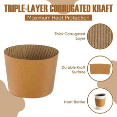 Disposable Coffee Cup Sleeves – Kraft Paper Insulated Hot Cup Holders for