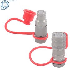 3/8″ Flat Face Hydraulic Quick Coupler Set w/ Dust Caps 3/8″ NPT