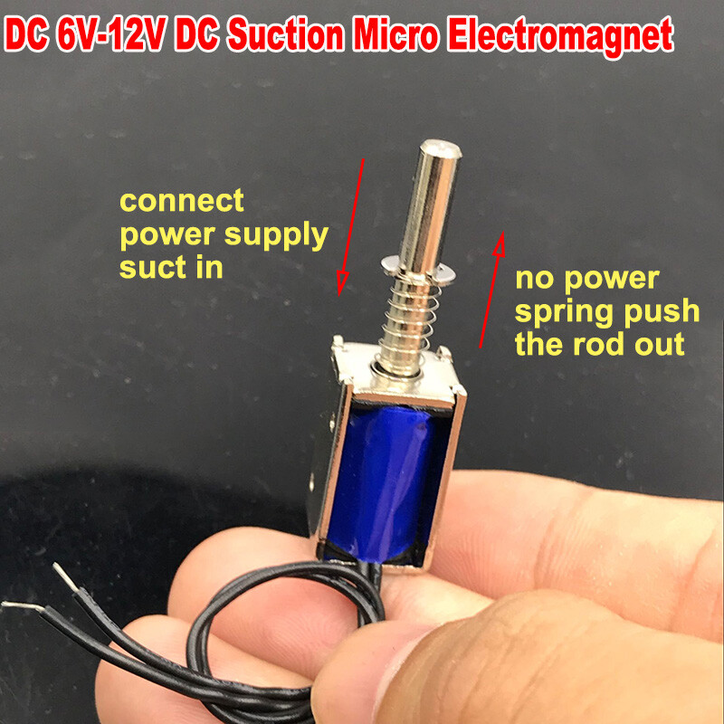 6V-12V DC Suction Electromagnet Spring Push-Pull Type Rod Linear Solenoid Magnet
