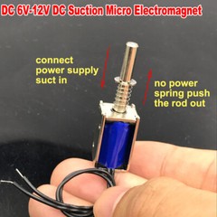 6V-12V DC Suction Electromagnet Spring Push-Pull Type Rod Linear Solenoid Magnet