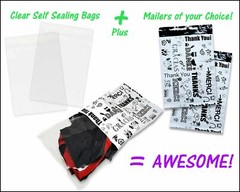 100 Pack, 50 Each 10×13″ Flat Poly Mailers & Clear Self Sealing Bags for Shirts