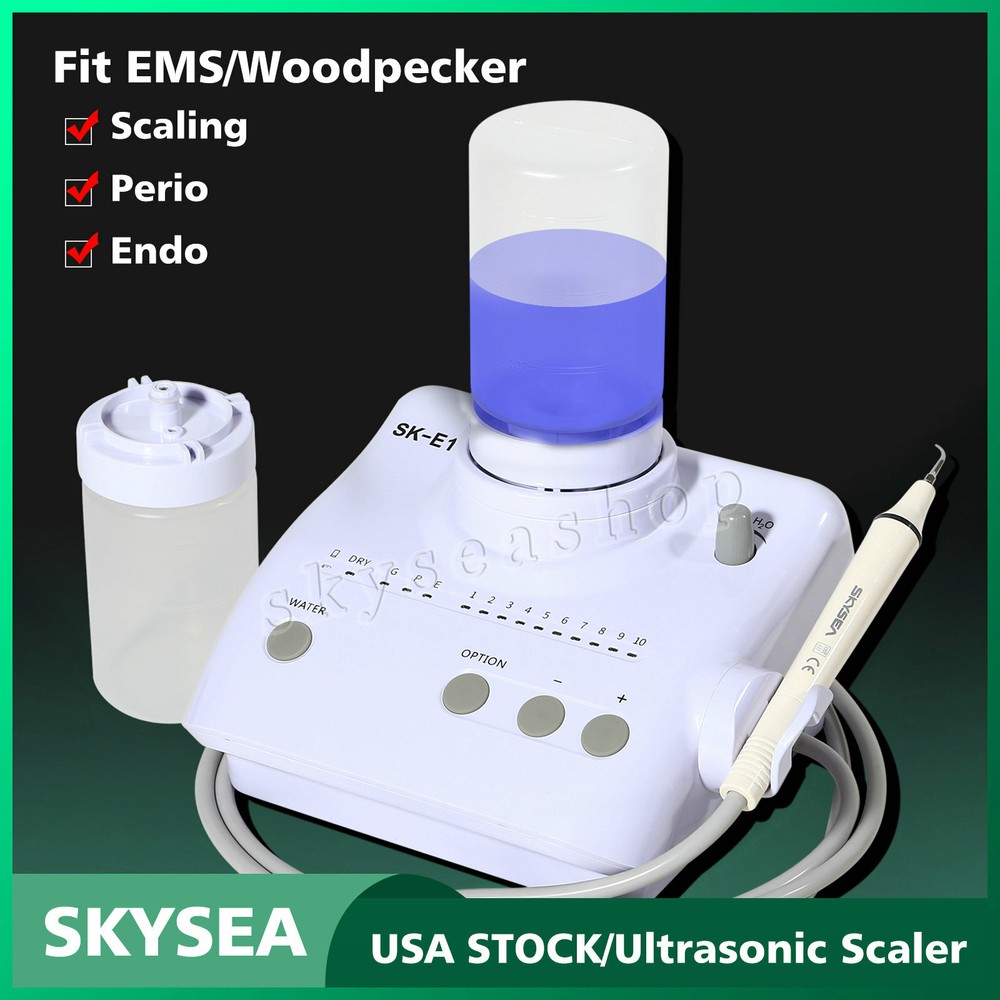 SK-E1 Dental Ultrasonic Scaler Compatible Cavitron EMS + 5*Tips + 2 Bottles Mh