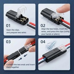 Double-Wire Plug-in Connector with Locking Buckle, Quick Clip Wire Connector