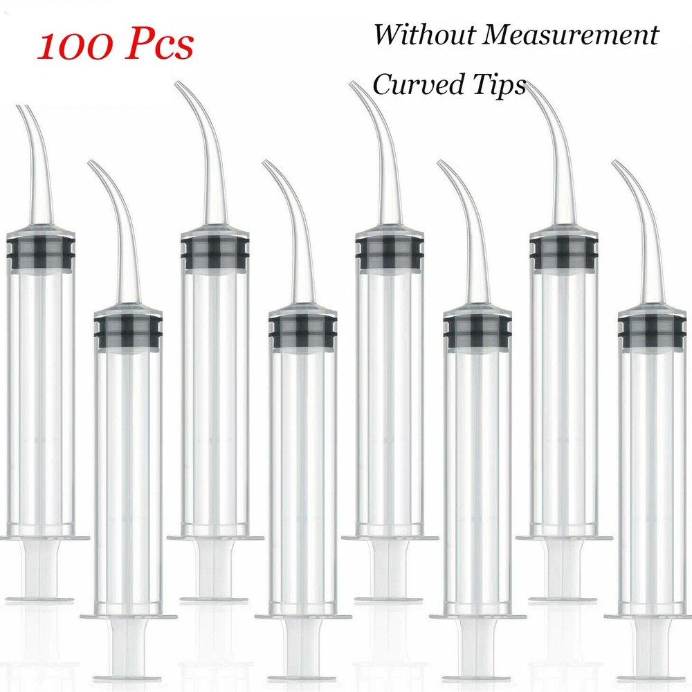 10 pcs Dental Disposable Curved Tip Utility Irrigation Syringes 12ml