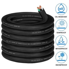 10/3 SOOW Wire 10 Gauge 50ft 3 Conductor 30A Extension Power Cable