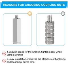 10Pcs 3/8″-16 UNC Hex Coupling Nuts 1.13″ Long Fully Threaded Rod Coupling Nut