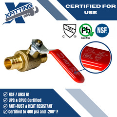 2 PIECES 3/4″ PEX SHUT OFF BALL VALVE, FULL PORT, LEAD FREE BRASS, HOT AND COLD