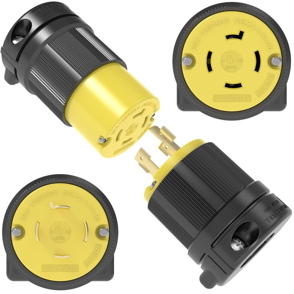 NEMA L14-20P / L14-20R Plug Cord Set 20A 125/250V Locking UL Listed / Generator
