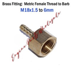 Metric Female Thread M18x1.5 M18 to Barb 6mm 1/4″ Hose Adapter Fitting Connector