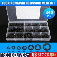340 Piece Internal Teeth Star Lock Spring Quick Washer Push-In Quick Nut Set