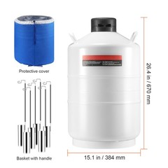 VEVOR Liquid Nitrogen Tank 20 L Aluminum Alloy LN2 Container Dewar 6 Canisters