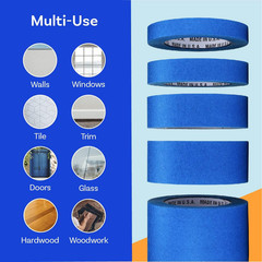 Blue Painters Tape 2 Inch X 60 Yards – Case of 24 Rolls, Made in the USA (1.88 I