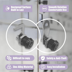 1 Pack Black Toolbox Locks with Keys 5/8 Inch Tubular Cam Lock Keyed Alike Zinc