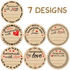 500Pcs Homemade with Love Stickers with Lines Jar Canning Labels for Baked Pa…