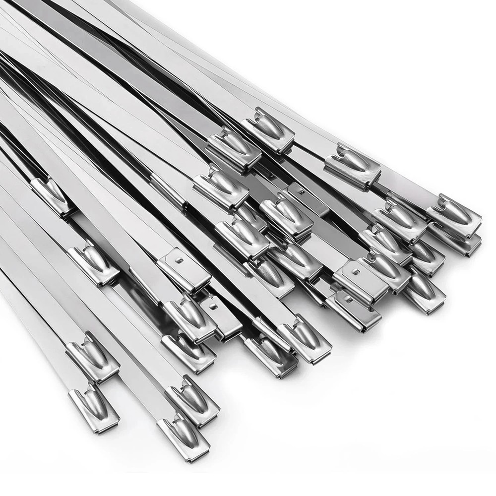 Metal Zip Ties 11.8 inch 100pcs 11.8x 0.18 x 0.01 inches (L*W*T), Silver