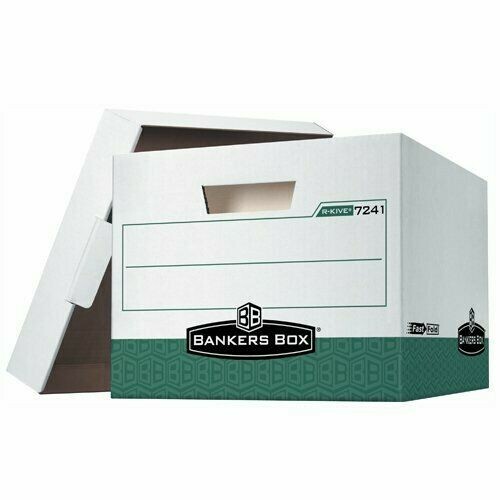 Pack of 12 Multi-Purpose File Storage Boxes, 15″ x 12″ x 10″, Green Corrugated