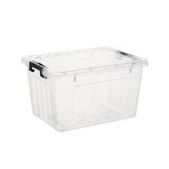 Cetomo Lidded Storage Bin, Stackable Storage Box with Lid and Snap Lock, Clea…