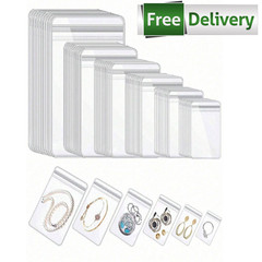 Anti Tarnish Jewelry Bags Clear PVC Ziplock Resealable Ring Earring 10-100Pcs