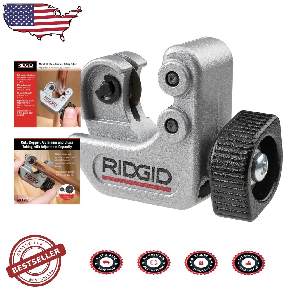 Close Quarters Tubing Cutter 1/4-1-1/8″ Silver, Lightweight Steel, Spare Wheel