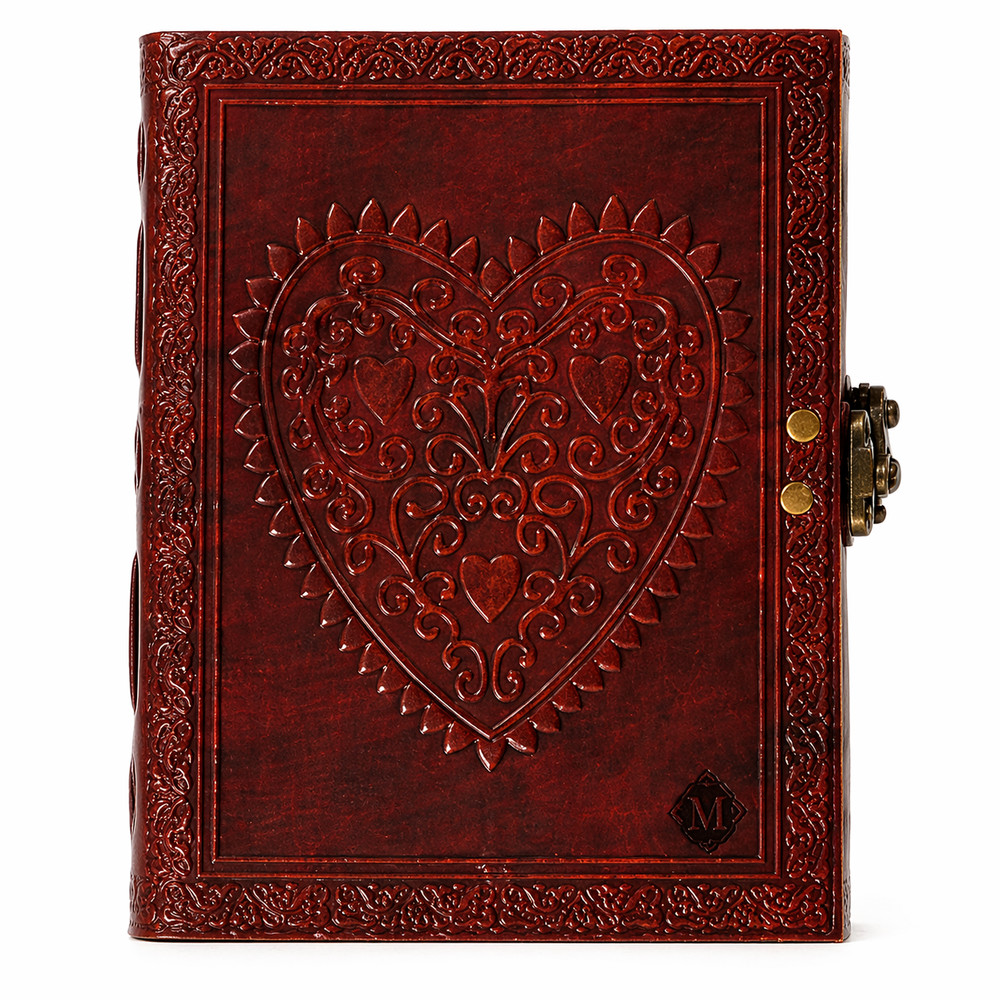 Handmade Leather Journal Notebook 8×6 with Lock Lined Pages Vintage Diary
