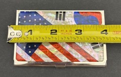 United States South Korea Flag Mother of Pearl Pocket Business Card ID Holder