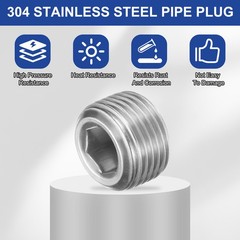 10 Pack Stainless Steel Pipe Plug 3/8″ BSP Male Hex Internal Socket Silver