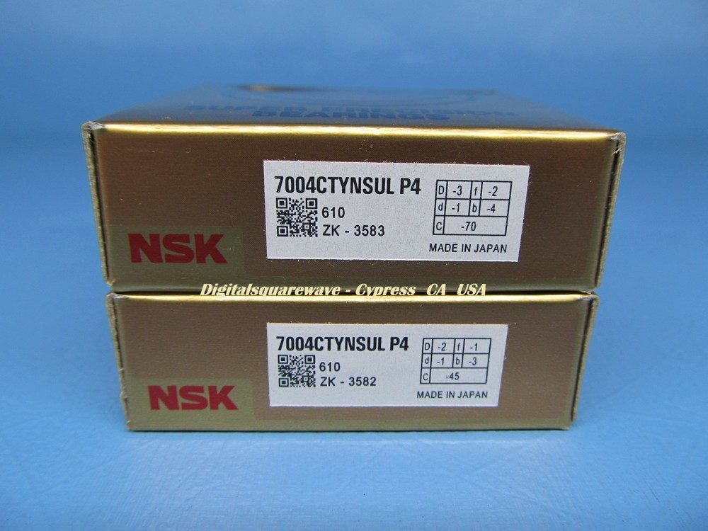 NSK 7004CTYNSULP4 Abec-7 Super Precision Angular Contact Bearing. Matched Pair
