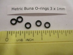 3mm ID x 5mm OD x 1mm thick O-ring. Buna-70. Quan 5.