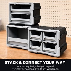 Modular Stackable Storage Organizer, 1 Bin Heavy-Duty Interlocking Tool with …
