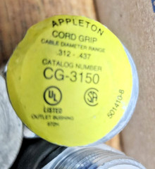 🤠 6) NEW APPLETON ALUMINUM CORD GRIP CONNECTOR .312-.437 CG-3150 LOT OF 6
