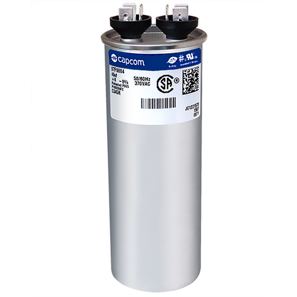 Replacement for GE Genteq 97F9619 45 MFD 370 VAC Round Motor Run Capacitor C345R