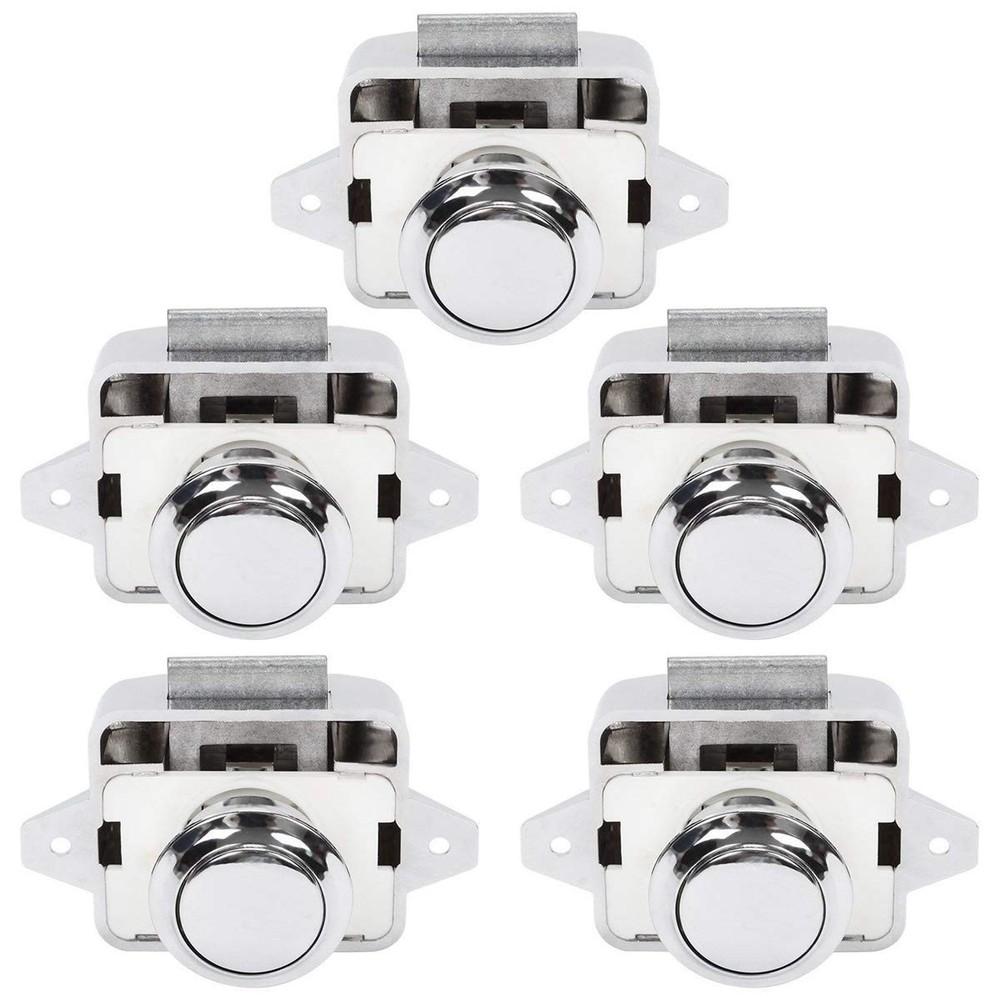 OCGIG 5 PCS Push Button Latch Cabinet Door Catch Keyless Cupboard Locks