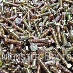 1/4-20 Hex Cap Screws / Tap Bolts, Zinc Yellow Grade 8 Alloy Steel Coarse Thread