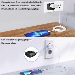 2 Pack EU to US Plug Adapter, UK to US Plug Adapter, UK,AU,CN,JP,Asia,Italy,B…