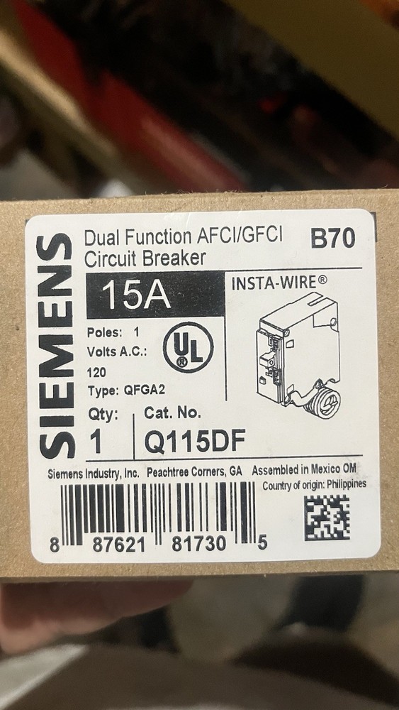 SIEMENS Q115DF 15A DUAL FUNCTION AFCI/GFCI BREAKERS NEW