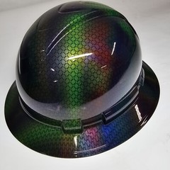FULL BRIM Hard Hat custom hydro dipped MULTI COLOR BASKET WEAVE CARBON FIBER NEW