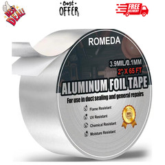 Aluminum Foil Tape 2″ x 65ft | 3.9 Mil High-Temp HVAC Tape for Ductwork & Vents
